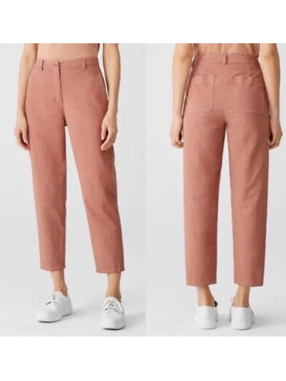 Eileen Fisher Organic Cotton Hemp Ankle Pant Womens In Terracotta Size 14P
